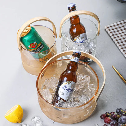 Licht Luxus Obst Korb Tragbare Glas Obst Platte Wohnzimmer Süßigkeiten Salat Schüssel Hause Snack Tablett Obst Wein Barrel Eis Eimer