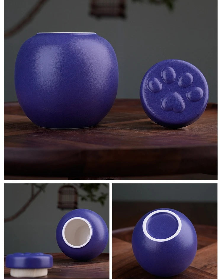 Ceramic Pet Urns with Paw Print Ashes, Funeral Storage, Animal Burial Urn, Cremation Keepsake, Puppy Ashes, Box, Caused Cat Souvenir