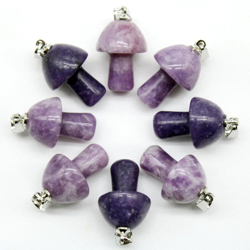 15 stücke Natürliche Stein Anhänger Quarz Kristall Amethyst Achate Aventurin Pilz Stein Anhänger für DIY Machen Zubehör