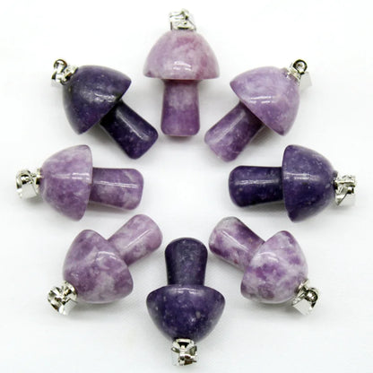 15 stücke Natürliche Stein Anhänger Quarz Kristall Amethyst Achate Aventurin Pilz Stein Anhänger für DIY Machen Zubehör