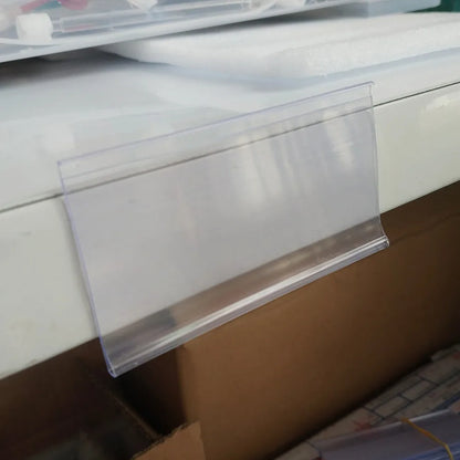 H5cm Kurze Kunststoff-PVC-Clip-Halterung für Regal, Preisschild, Etikettenhalter, Display-Datenstreifen, Klebeband, 1 Packung