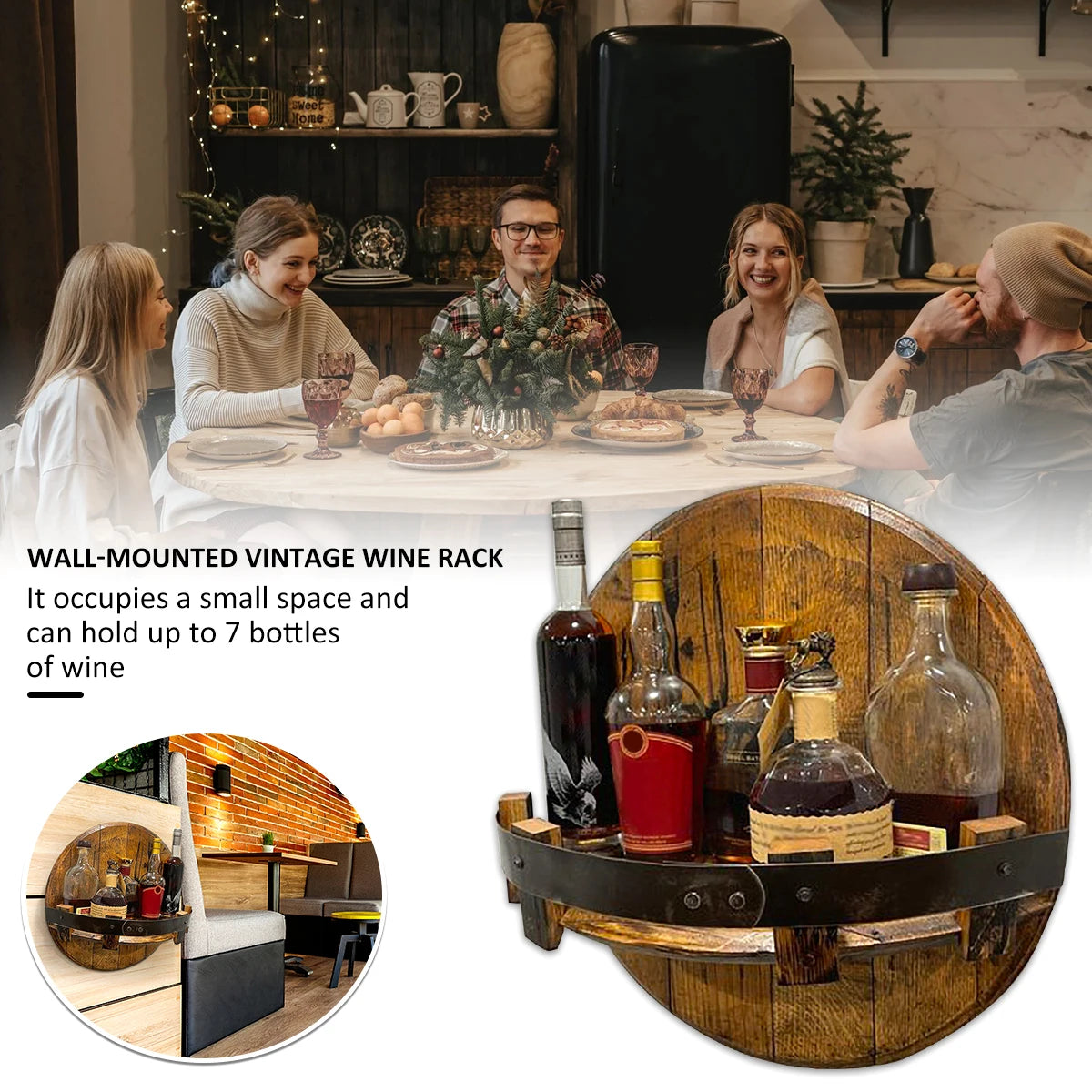 Holz Wand halterung Weinflaschen halter Whisky Flaschen regal Vintage Wandre gale Holz Display Stand Regal Home Bar Zubehör