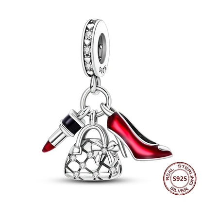 Flugzeug-Charm, 925er Silber, Original-Zirkon, Kleeblatt, Avocado, Charms, Perle, passend für Armbänder, DIY-Schmuck für Frauen, Hochzeitstag, Geschenk