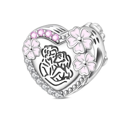 925 Sterling Silber Original Charms Perle CZ Zirkon Liebe Mama Rosa Herz Anhänger Passend für Armband DIY Damen Schmuck Geschenk für Freundin
