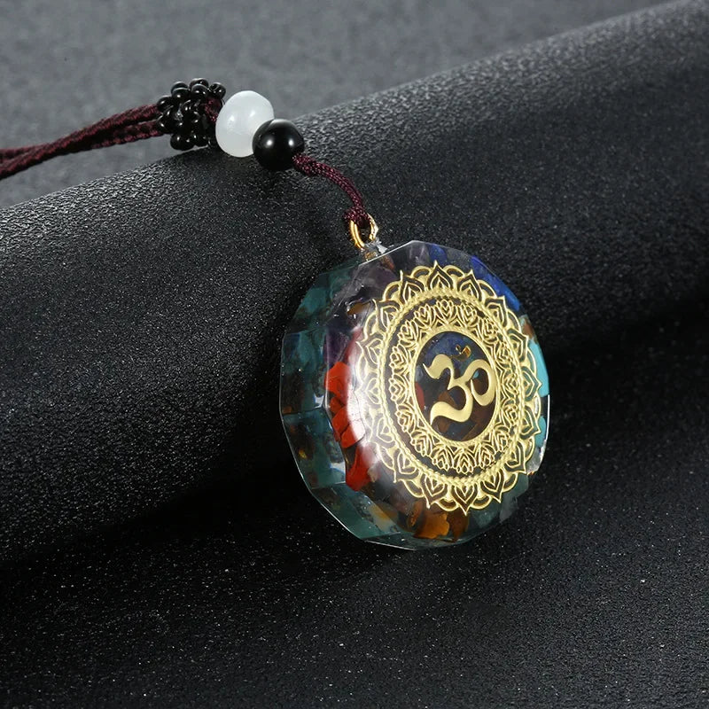 Retro Bunte Chips Natürliche Türkis Amethyst Stein Chakra Orgon Energie Pendel Amulett Reiki Heilung Anhänger Halskette
