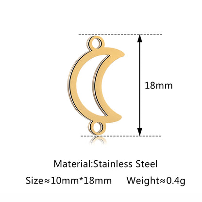 5Pcs Hohl Stern/Mond/Sonne Doppel Loch Charme Edelstahl Halskette Armband Anhänger DIY Link Stecker Schmuck machen Liefert