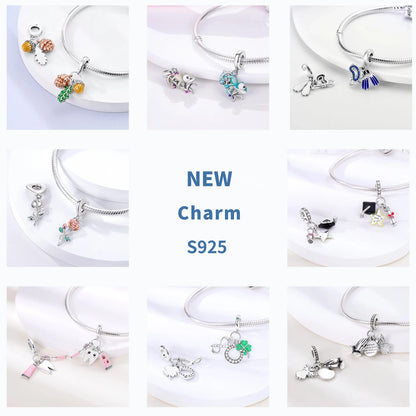 Flugzeug-Charm, 925er Silber, Original-Zirkon, Kleeblatt, Avocado, Charms, Perle, passend für Armbänder, DIY-Schmuck für Frauen, Hochzeitstag, Geschenk