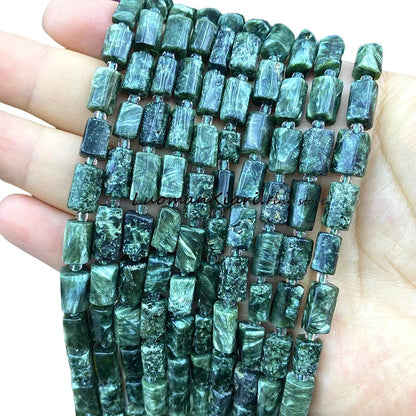 8x12mm Naturstein Grüner Malachit Unregelmäßiger Zylinder Lose Distanzperlen für Schmuckherstellung Diy Armband Charms Zubehör