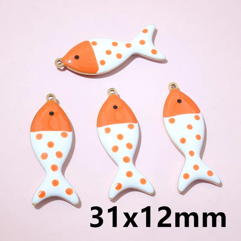 10 Stück Edelstahl Emaille Fisch Charms Anhänger 31x12mm DIY Schmuck Making Zubehör Erkenntnisse für Halsketten Ohrringe Armbänder
