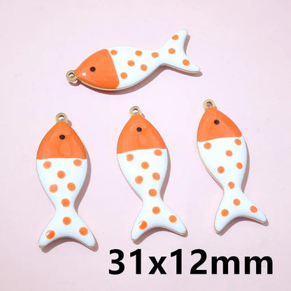 10 Stück Edelstahl Emaille Fisch Charms Anhänger 31x12mm DIY Schmuck Making Zubehör Erkenntnisse für Halsketten Ohrringe Armbänder