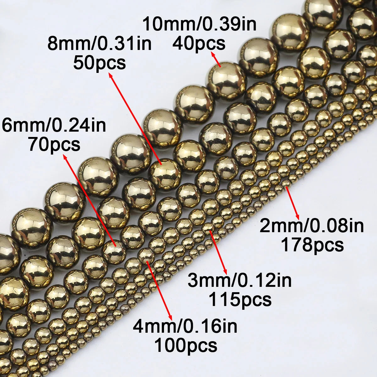 A+ Naturstein, nicht magnetisch, Hämatit, rund, lose Distanzperlen für Schmuckherstellung, DIY-Perlen, Armband, Halskette 2, 3, 4, 6, 8, 10 mm