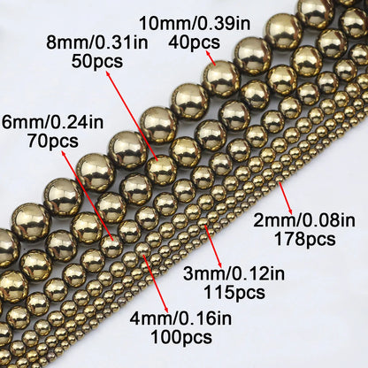 A+ Naturstein, nicht magnetisch, Hämatit, rund, lose Distanzperlen für Schmuckherstellung, DIY-Perlen, Armband, Halskette 2, 3, 4, 6, 8, 10 mm