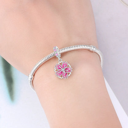 Bunter Schmetterlingsanhänger aus 925er-Sterlingsilber mit Blumen, Perlen, Käfer und Marienkäfer, passend für Armbänder, exquisite Anhänger-Geschenke