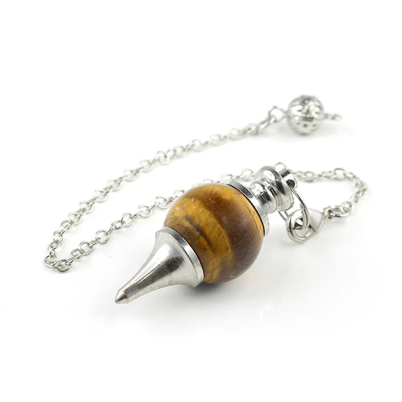Chakra-Naturstein-Kristall-Pendel, echter runder Amethyst-Anhänger, abnehmbares Pendulo zum Wünschelfen, Dinvination, Heilquarz X013