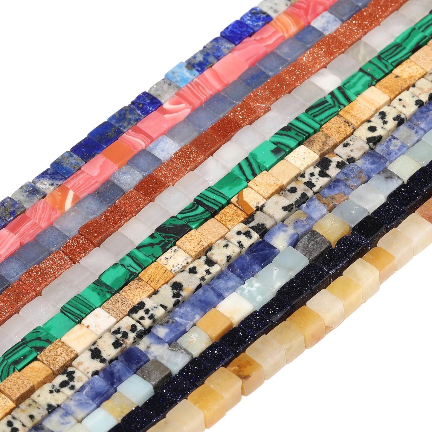 4 mm quadratische Würfelform-Perlen, natürlicher Lapislazuli, Amazonit, lila Achat-Steinperlen für Schmuckherstellung, DIY-Armband-Zubehör