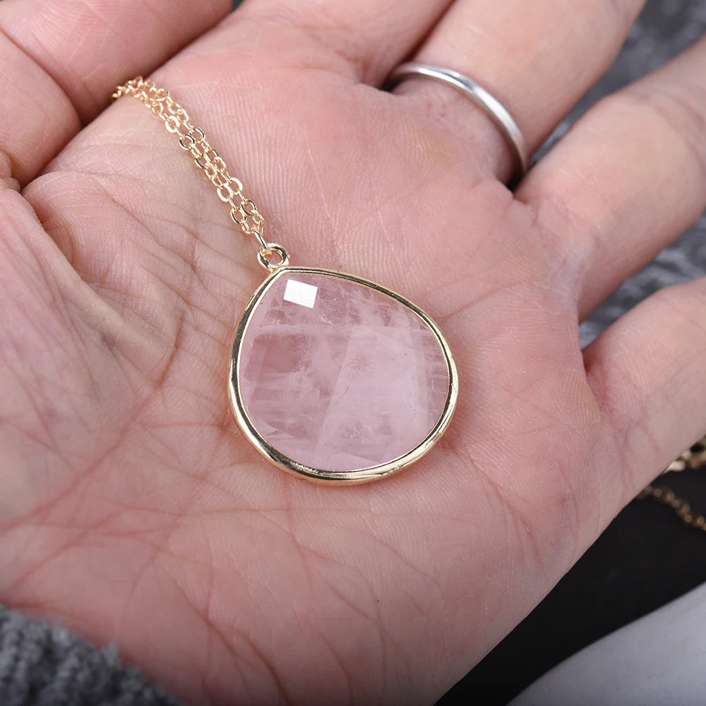 Itsmos natürlicher Labradorit vergoldete Anhänger Halskette einfacher facettierter Wasser tropfens tein 25mm eleganter Schmuck für Frauen romatisch