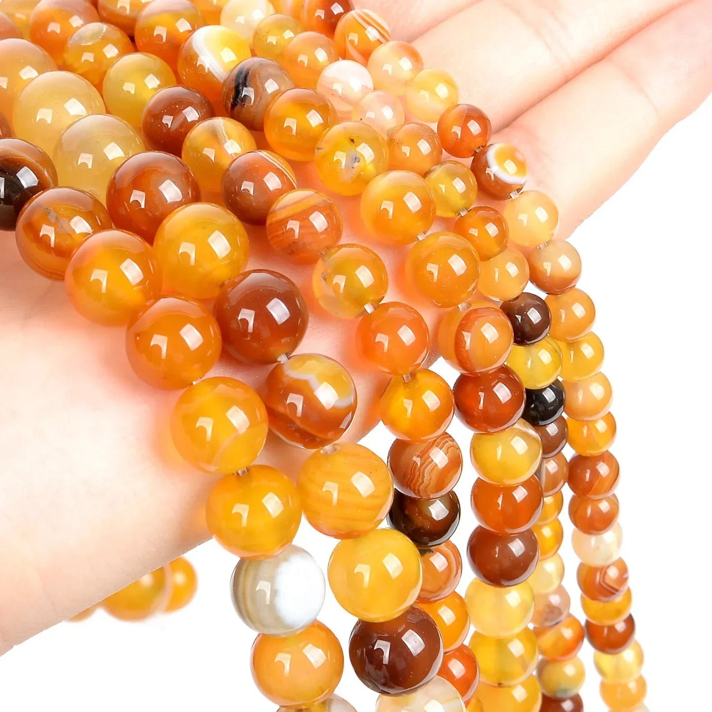Bernstein Gelb Sardonyx Achat Naturstein Perlen Runde Losse Perlen Für Schmuck Machen DIY Armbänder Zubehör Perlen 6/8/10MM