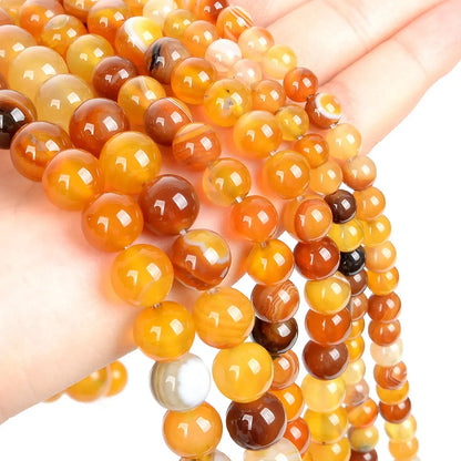 Bernstein Gelb Sardonyx Achat Naturstein Perlen Runde Losse Perlen Für Schmuck Machen DIY Armbänder Zubehör Perlen 6/8/10MM
