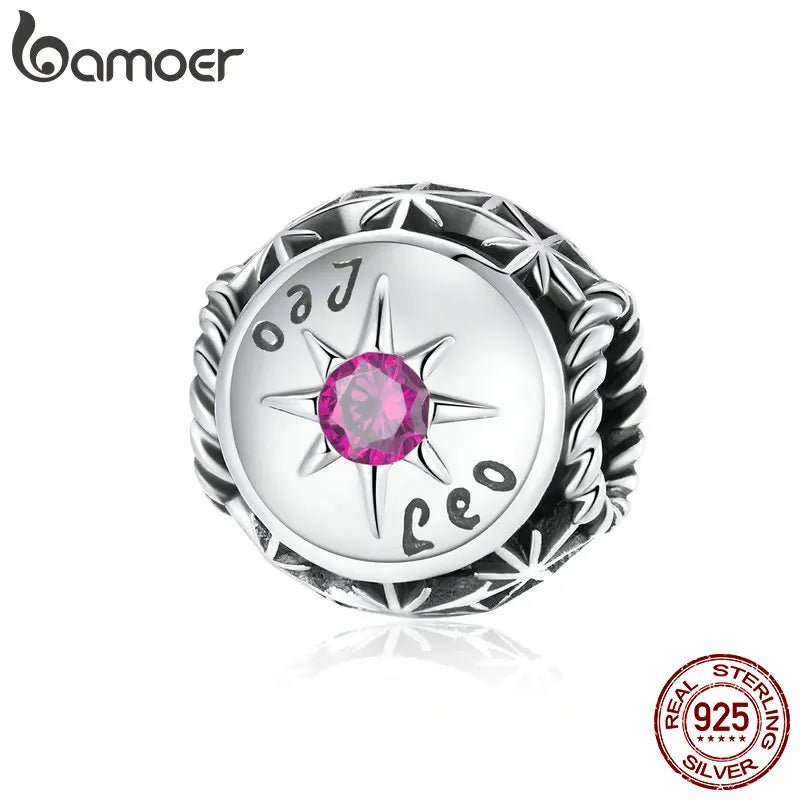 BAMOER Sternzeichen-Charm-Perlen aus 925er-Sterlingsilber, passend für Charm-Armbänder, 12 Sternbilder, Zirkonia-Charm SCC1725