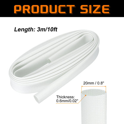 1/3 Meter geflochtene Kabelhülse, 12–25 mm ID, 200 °C, hitzebeständig, 1500 V, Glasfaser-Drahtisolierung, Kabelschutz, Organizer-Management