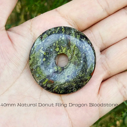 30/40/50 mm Donut-Ring, Drache, Blutstein, Heliotrop, Naturstein für DIY-Anhänger, Charms, Halskette, Armband, Schmuckherstellung, 1 Stück