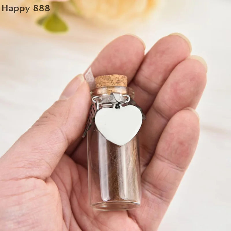 Haustier-Gedenkflasche mit 3 silbernen Accessoires – Aufbewahrung von Tierhaaren oder Fell für Hunde und Katzen, Andenken-Urnenbehälter
