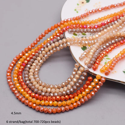 4 mm Farbschema, 6 Stränge/Beutel, Rondelle-Kristallglasperlen, facettierte lose Distanzperlen für Schmuckherstellung, Schmuck, DIY-Halskette
