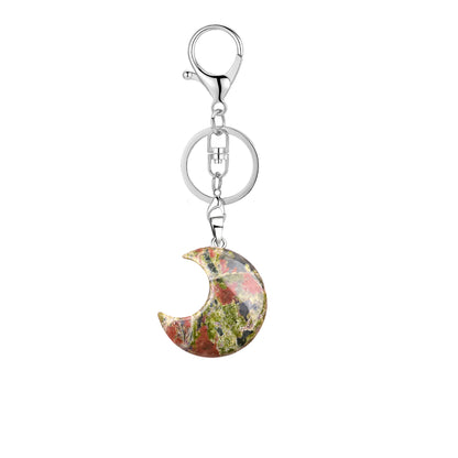 Handgekochter Kristall-Anhänger in Mondform, Schlüsselanhänger, farbiger Quarz, Halbmond, DIY-Schmuck-Rucksack
