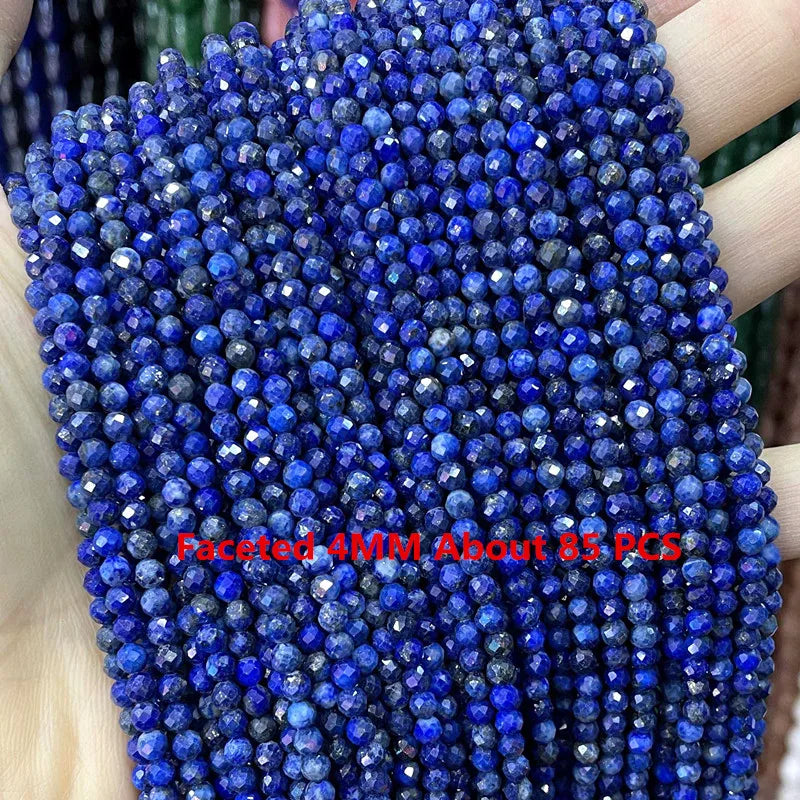 Natürliche Lapislazuli Runde Rohr Facettierte Lose Spacer Stein Perlen Für Schmuck Machen DIY Handgemachte Armbänder Halskette Zubehör
