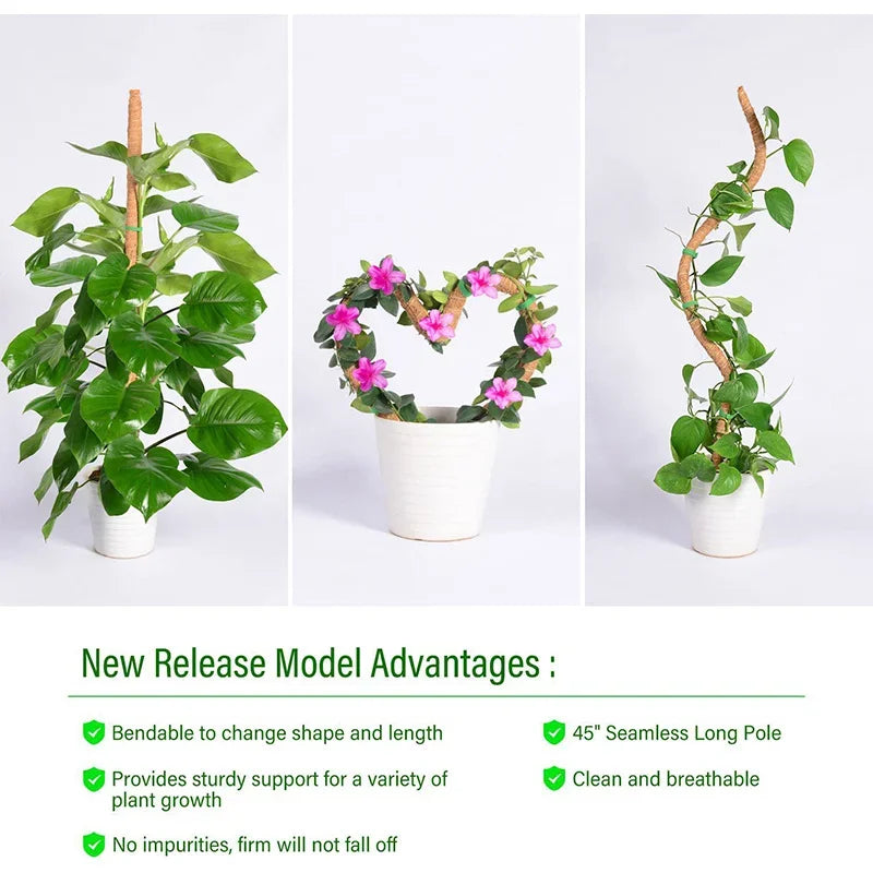 Pflanzenmoos Kokosfaser-Stäbe Biegbare Kletterpflanzen-Stütze Verlängerung Palmenranken-Stäbe für Innenbereich Balkon Garten Hof Blumendekoration