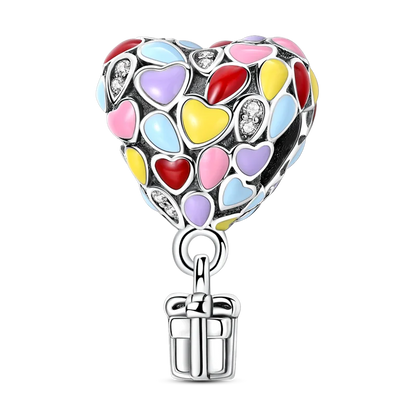 Original-Charm-Perle aus 925er-Sterlingsilber mit eingelegtem Zirkonium, Schleife, Liebesherz, Ballon-Anhänger, passend für Armbänder, DIY-Schmuckmarkierung