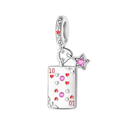 Geheimnisvoller Charm-Anhänger aus 925er-Sterlingsilber mit Hexen- und Tarotkarten-Spielkarten, passend für DIY-Armbänder, Halsketten, die als Glücksgeschenk wünscht