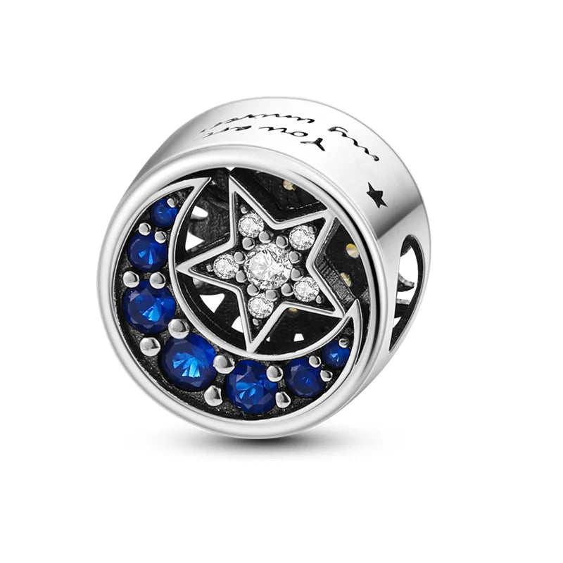 Original 925 Silber Lila Romantische Sternenplanet Perlen Halskette Charms Perlen Fit Armband Frauen Diy Zubehör Feines Geschenk