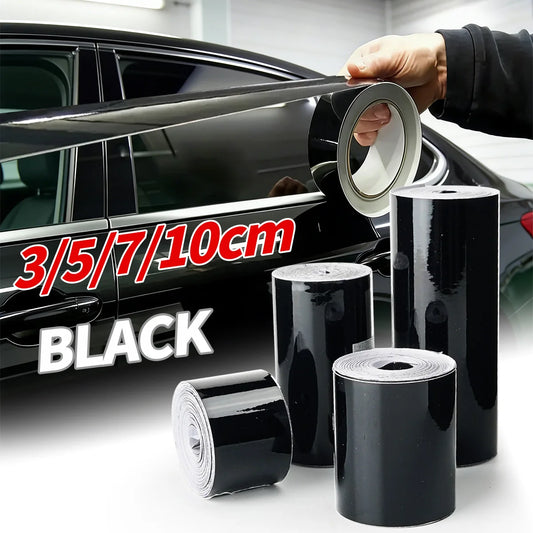 3/5/7/10CM Glänzende Schwarze Vinyl-Folienstreifen Fenster-Zierleisten-Folie Auto-Innenraum Säulen-Aufkleber für Fahrzeuge