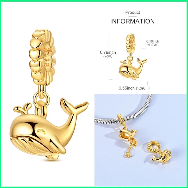 Charms-Perlen aus 925er-Sterlingsilber, Golden Retriever PuppyThe Whale, kann geöffnet und geschlossene Perlen, passend für DIY-Armbänder, edler Schmuck