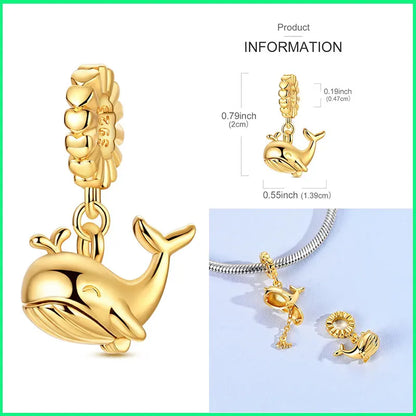 Charms-Perlen aus 925er-Sterlingsilber, Golden Retriever PuppyThe Whale, kann geöffnet und geschlossene Perlen, passend für DIY-Armbänder, edler Schmuck