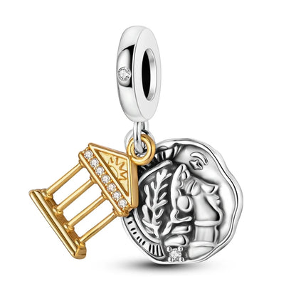 Kreativer Doppel-Charm aus 925er-Sterlingsilber, Eiffelturm, goldenes Herz, passend für DLY-Armbänder, Halsketten, Damen-Dating-Schmuck-Accessoires