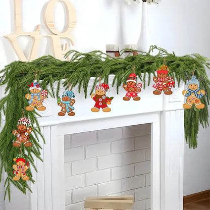 12/24 Stück Lebkuchenmann Holzornamente Weihnachtsbaum hängende Anhänger 2025, Weihnachtsfeier, Heimdekoration, Kinder, DIY-Geschenkanhänger