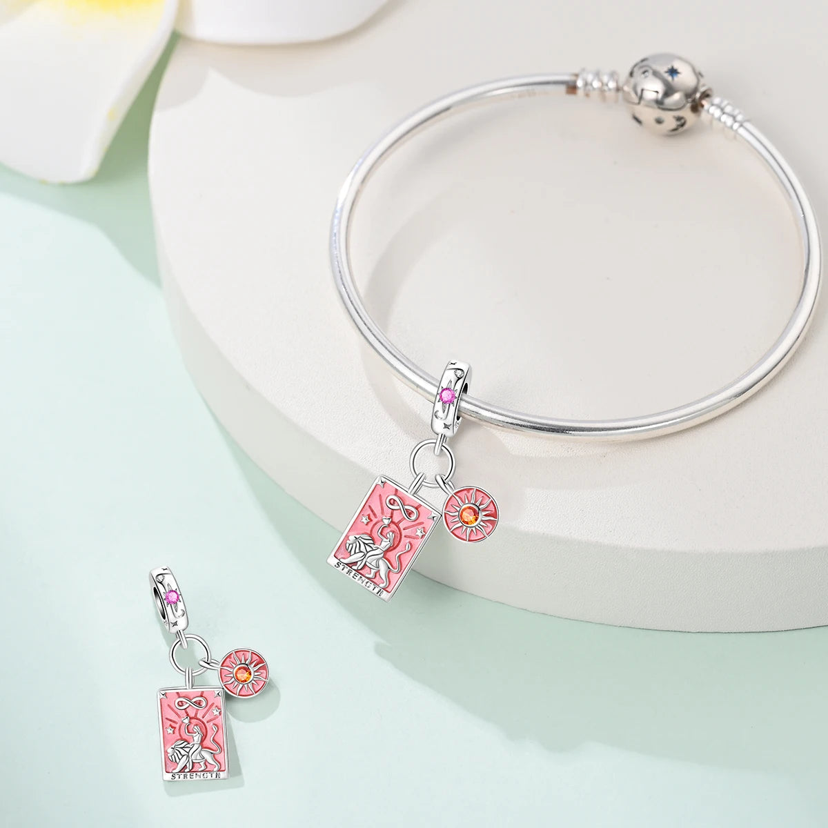 Geheimnisvoller Charm-Anhänger aus 925er-Sterlingsilber mit Hexen- und Tarotkarten-Spielkarten, passend für DIY-Armbänder, Halsketten, die als Glücksgeschenk wünscht