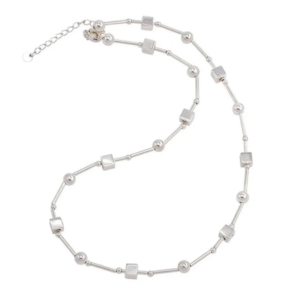 VENTFILLE 925 Sterling Silber Perle Geometrie Halskette für Frauen Mädchen Koreanische Design Vielseitig Halsband Schmuck Dropship Großhandel
