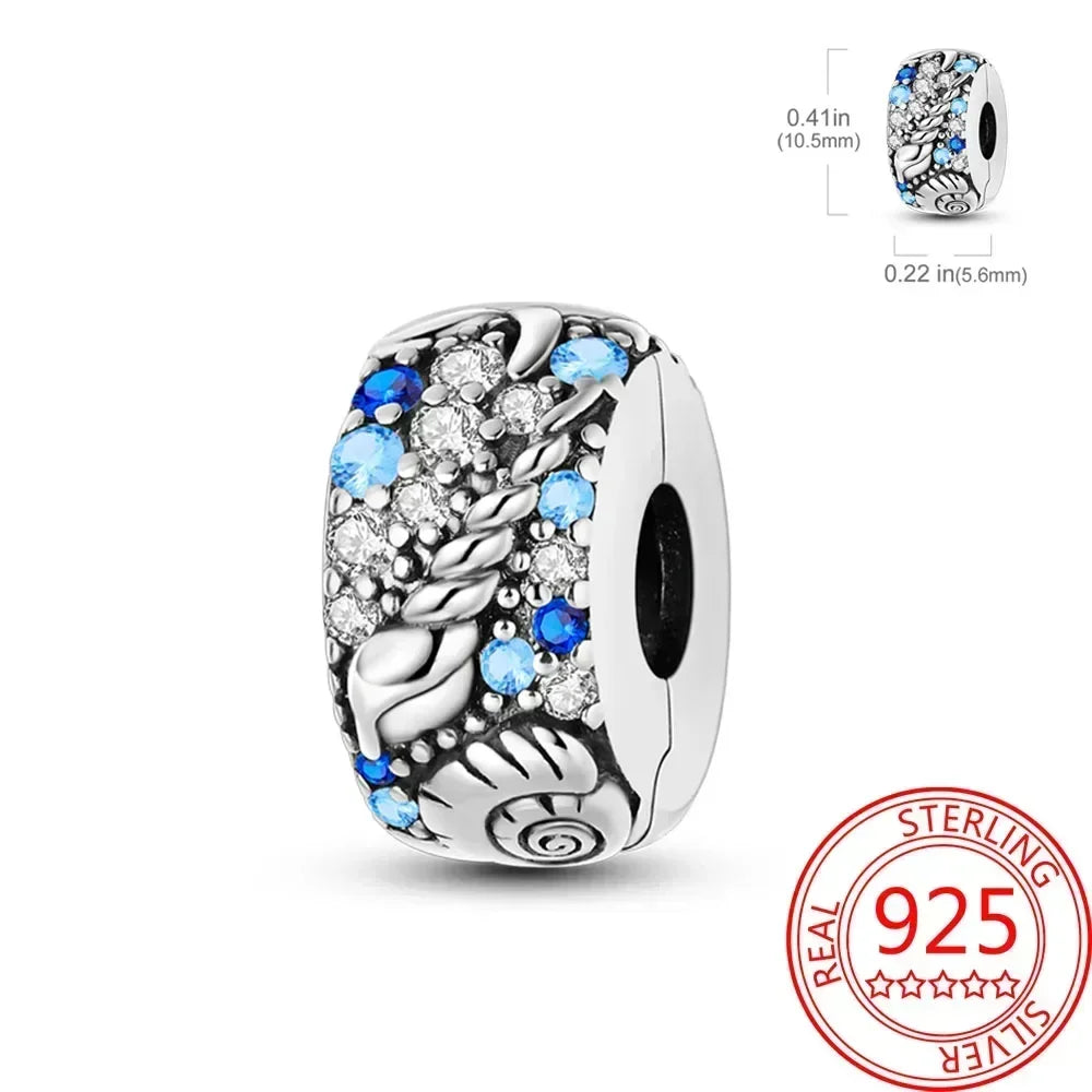 Charms-Anhänger aus 925er-Sterlingsilber mit blauen Ozean-Serie, passend für das DIY-Armband der Marke, Damenschmuck, Geschenke für Freundin