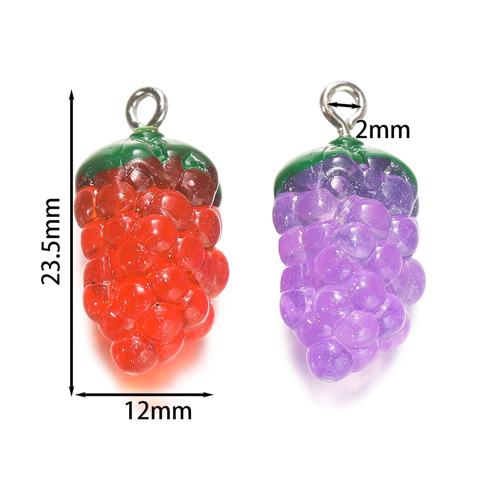 10pcs 12x23mm Trauben harz Charms Anhänger für Ohrringe Halskette Schlüssel bund Charms DIY Schmuck herstellung Zubehör