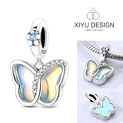 Charms-Anhänger aus 925er-Sterlingsilber mit blauen Ozean-Serie, passend für das DIY-Armband der Marke, Damenschmuck, Geschenke für Freundin