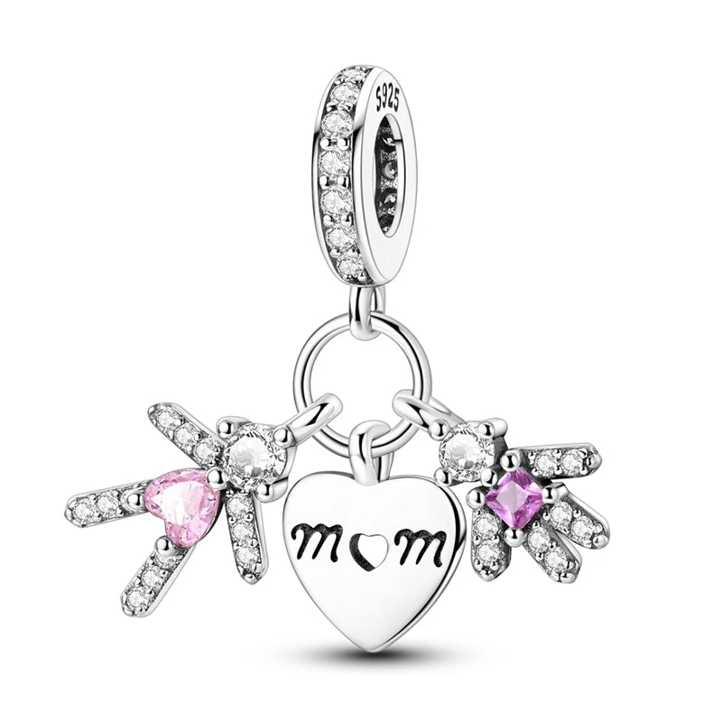 Sicherheitsketten aus 925er-Sterlingsilber, violette Serie, Schmetterling, Widder, Zwillinge, passend für Original-Armbänder, DIY-Schmuckherstellung, Geschenk für Frauen
