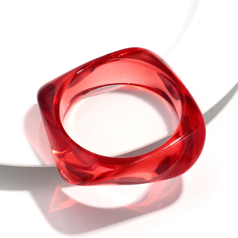 Vintage Acryl große bunte geometrische unregelmäßige Armreifen für Frauen trendige Harz breite Manschette Armreifen Armbänder 2025, Modeschmuck