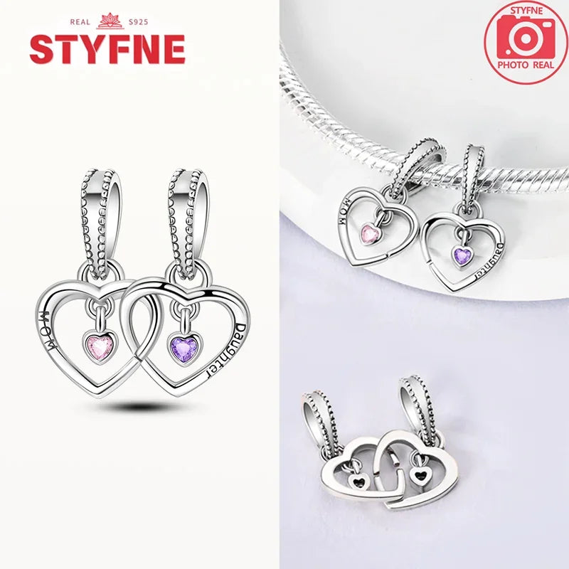 S925 Silber Für Immer Liebe Mutter Familie Schwester Herz Charms Perlen Fit Original Armband Charme Diy Familie Geschenk für Frauen