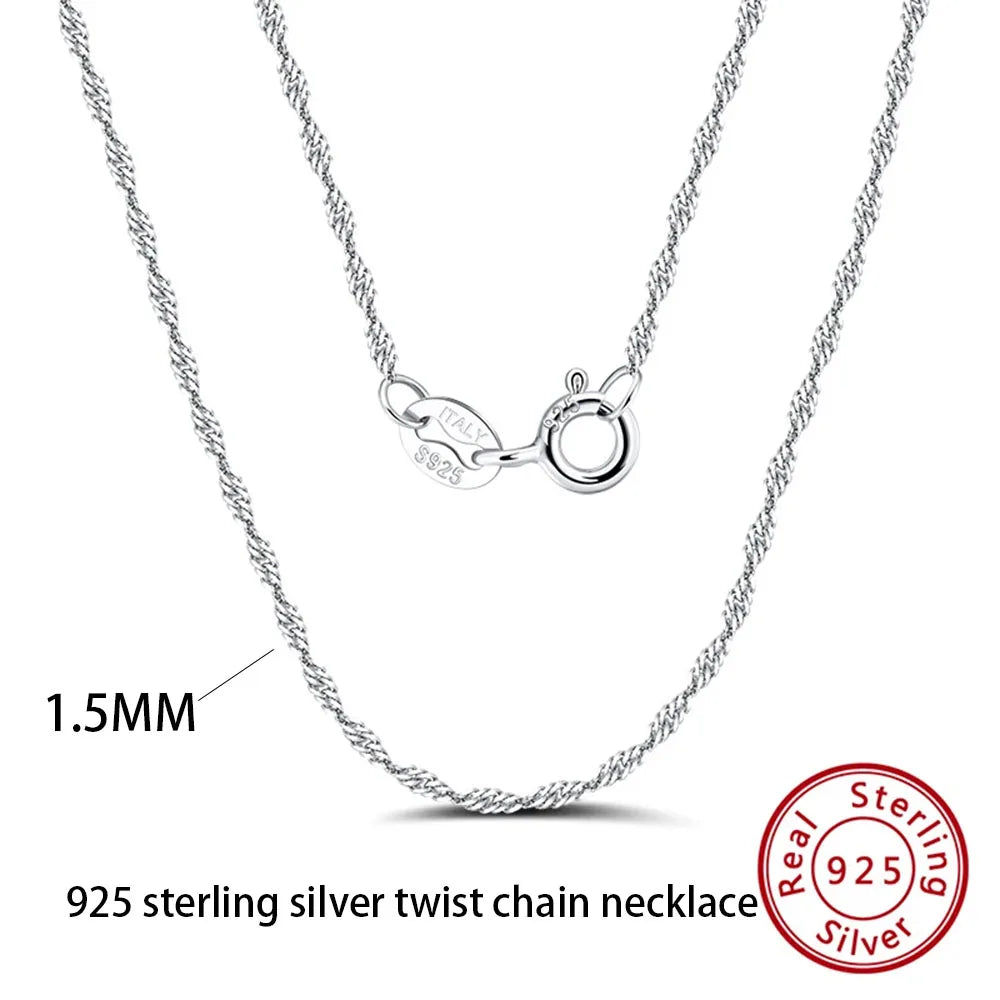 Effie Queen 100% 925 Sterling Silber Basis-Kettenhalsketten Box/Schlangen-/Chopin-/Figaro-Kette mit Perlen 40-60cm Unisex DIY Alltagskleidung