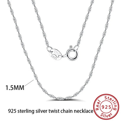 Effie Queen 100% 925 Sterling Silber Basis-Kettenhalsketten Box/Schlangen-/Chopin-/Figaro-Kette mit Perlen 40-60cm Unisex DIY Alltagskleidung