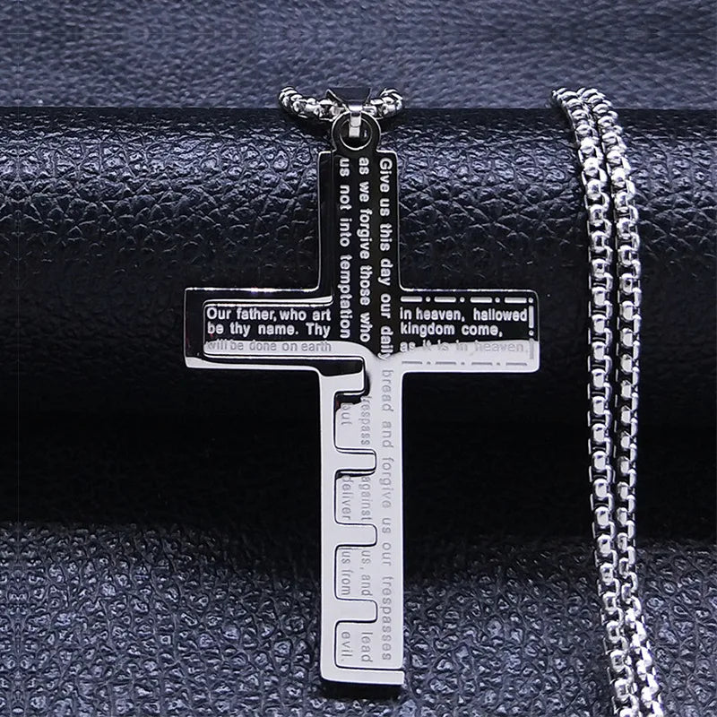 HNSP Edelstahl Splice Bibel Kreuz Anhänger Halskette Für Männer Religion Christian Schmuck Zubehör