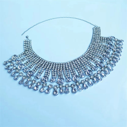 Übergroße runde Strass-Halskette für Mädchen und Frauen, Accessoires, luxuriöse Hochzeitsdekoration, Schmuck, Geschenke, extravagante Halskette